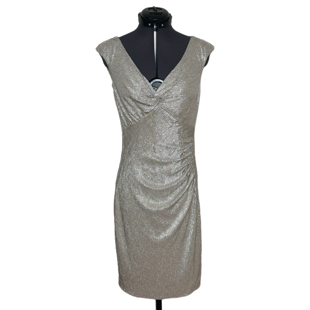 Cache Shimmering Metallic Dress